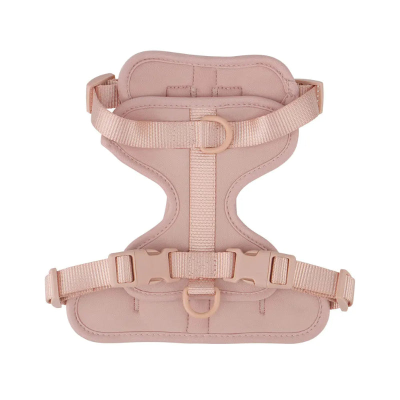 Pink dog harness on a white background