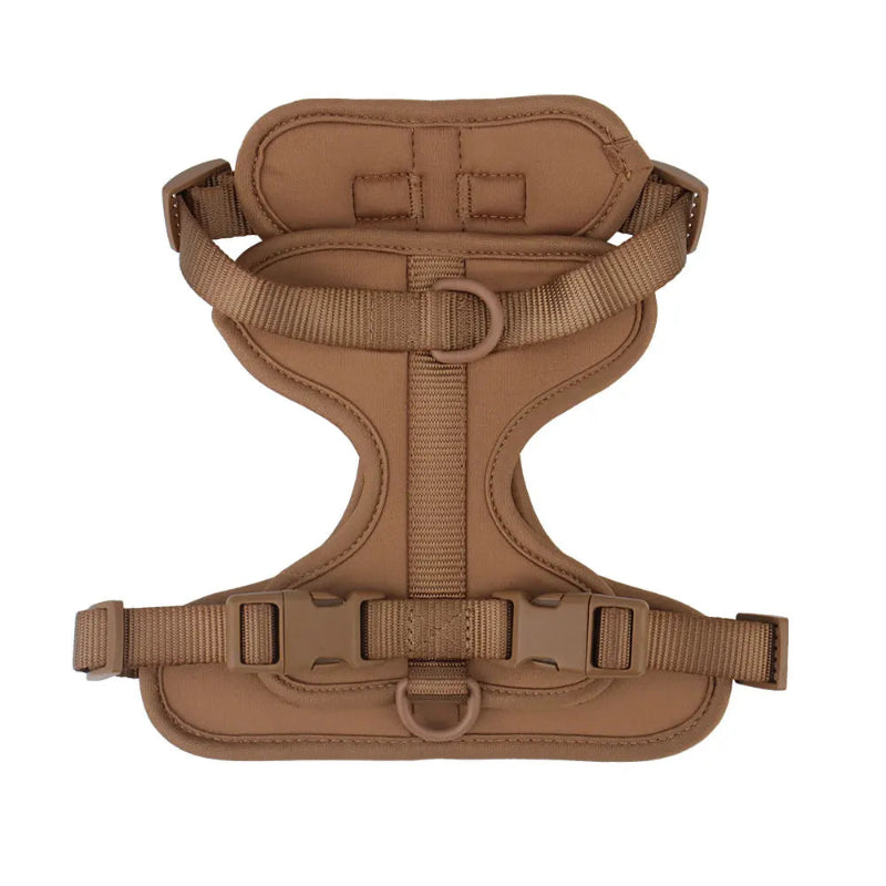 Brown dog harness on a white background